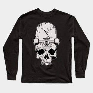 Skateboard Wheels Real Skull Skateboarding Gift Long Sleeve T-Shirt